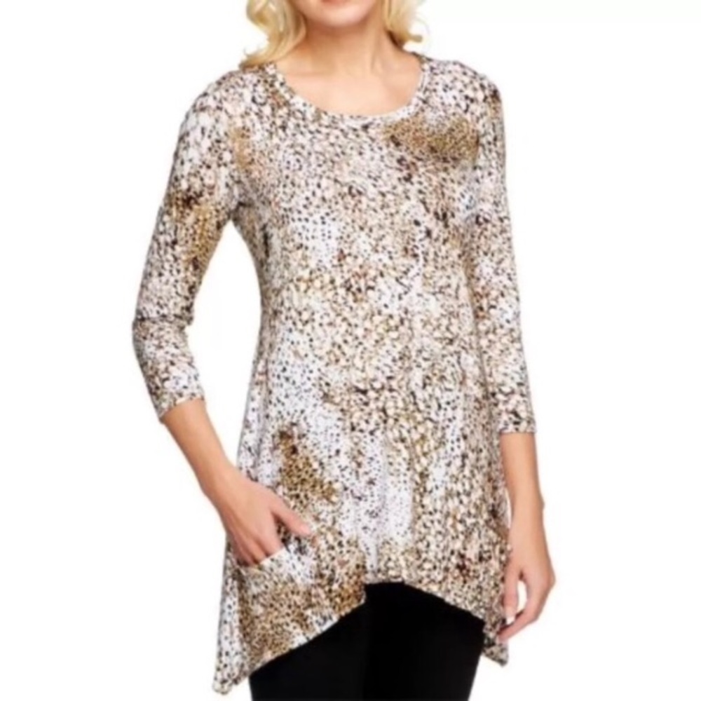 LOGO by Lori Goldstein Animal Print pocket Tunic M
